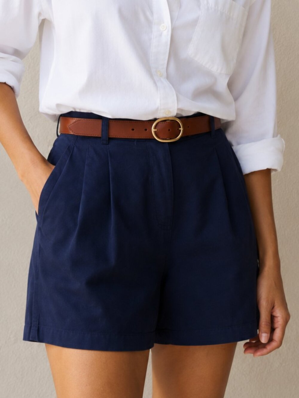 J. Crew Heritage 5" Pleated Chino Shorts Navy Blue High Rise Size 6